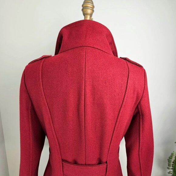 Listing Title: Calvin Klein Power Dressing Red Wool Pleated Coat 8 - Picture 7 of 16